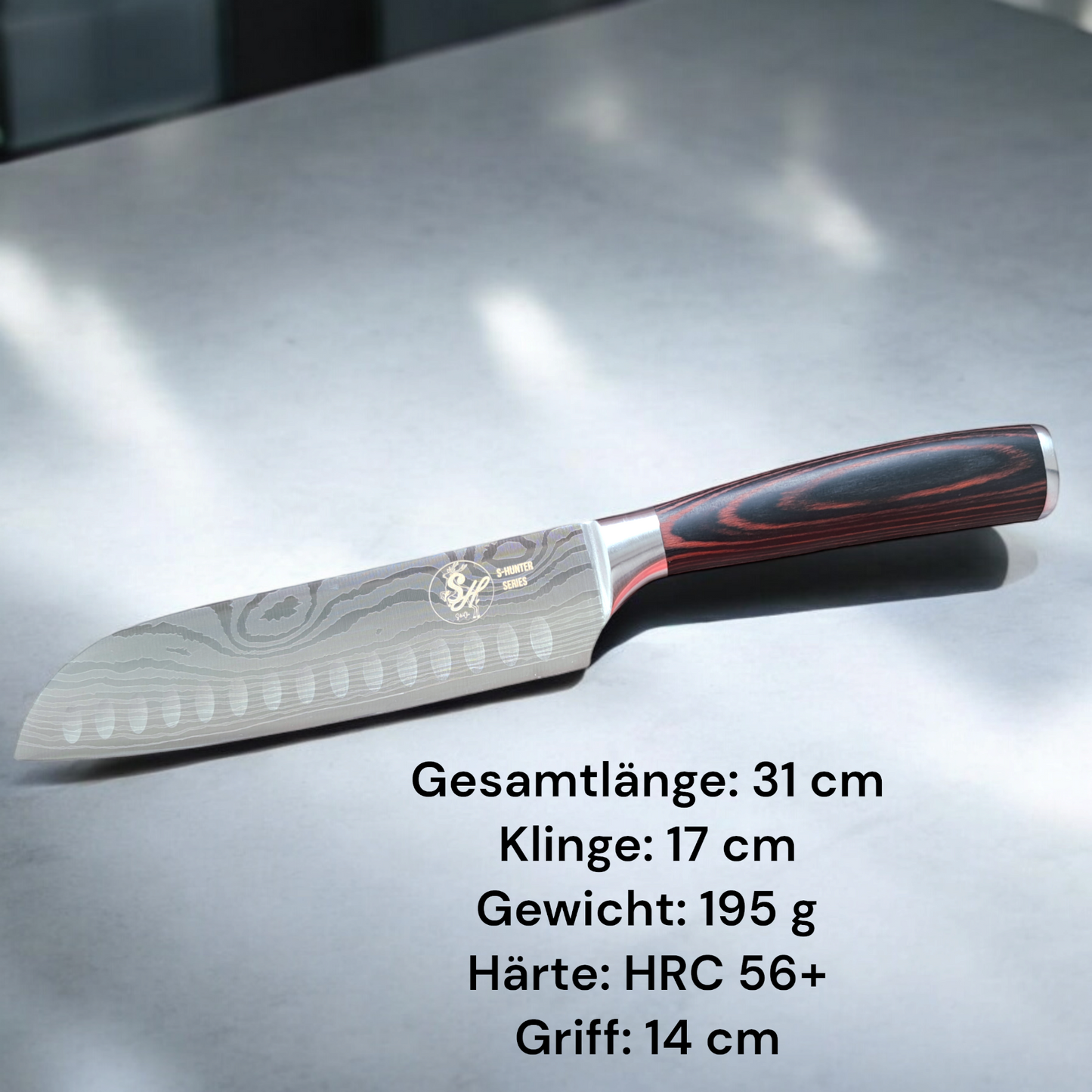 Santokumesser, Klingenlänge 17cm Kochmesser Santoku Messer Küchenmesser S-Hunter Serie by S-HubOla