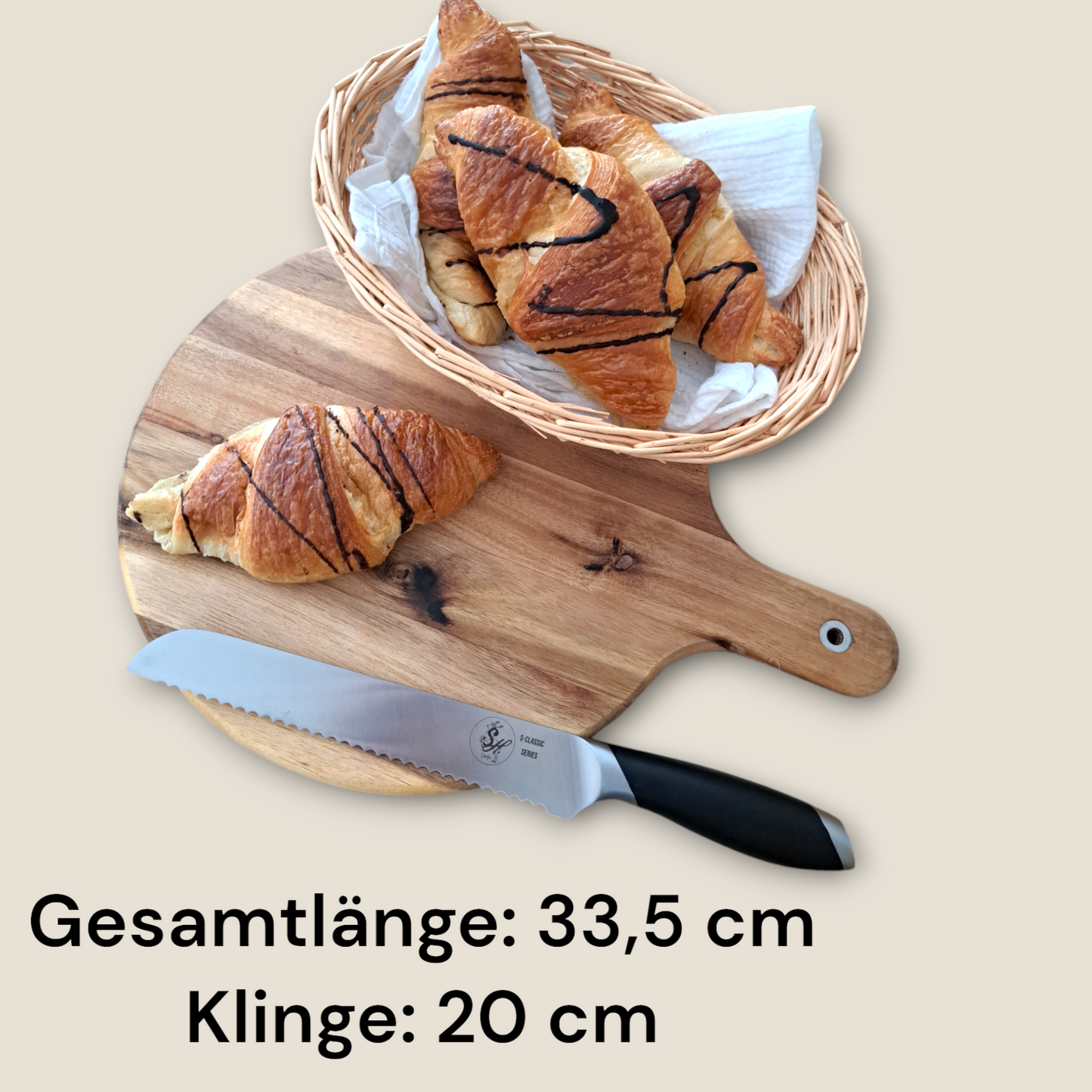Brotmesser mit Wellenschliff, Edelstahl, ergonomisch, Messer S-Classic Serie by S-HubOla