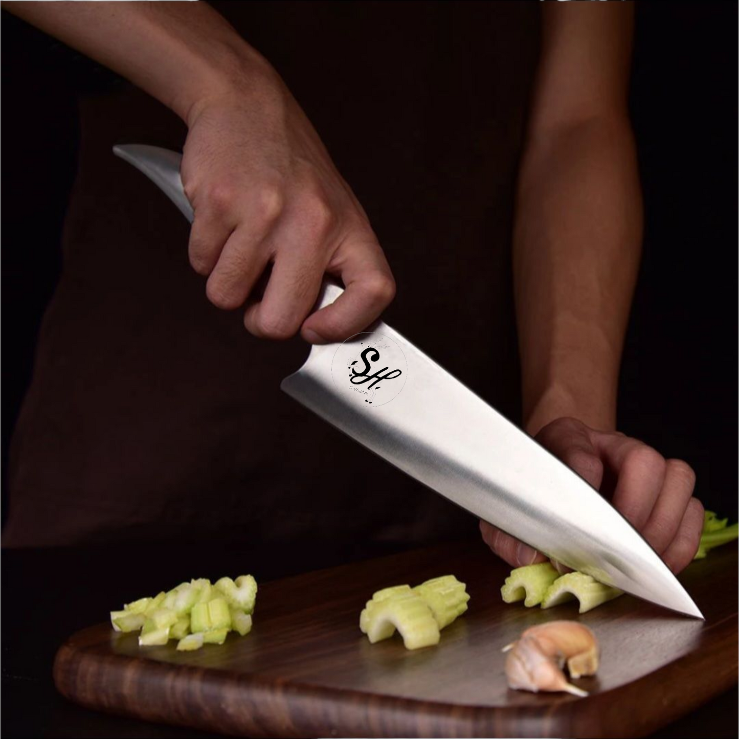 S-HubOla S-SHARK Messerset – Chefmesser 36 cm & Fleischgabel 32 Fork Tranchier Gabel