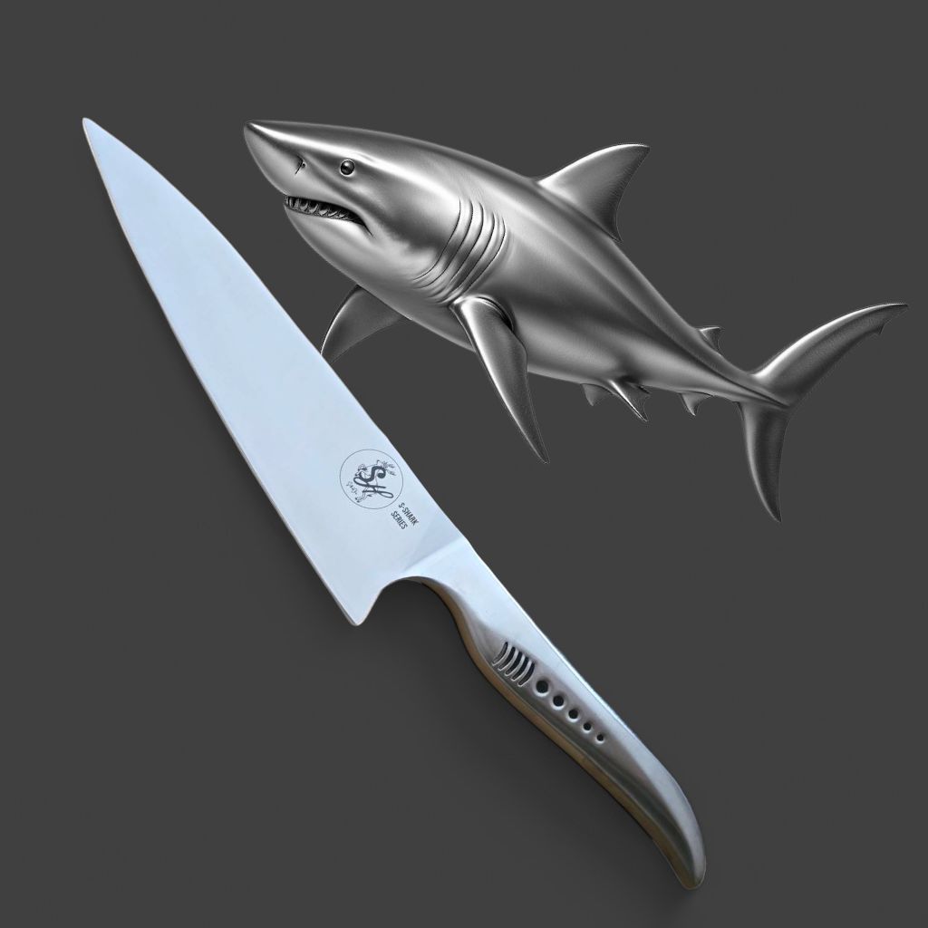 S-HubOla S-SHARK Messerset – Chefmesser 36 cm & Fleischgabel 32 Fork Tranchier Gabel