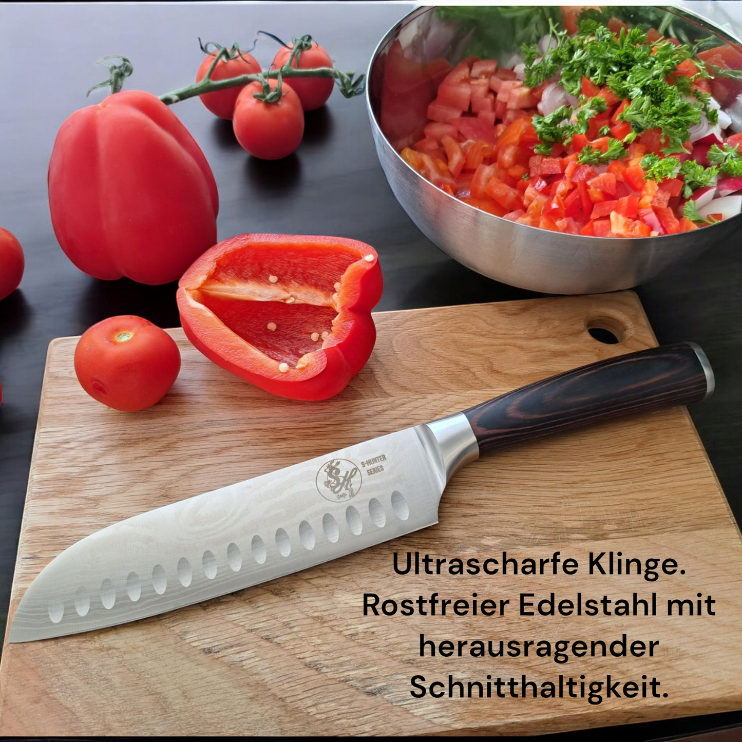 Santokumesser, Klingenlänge 17cm Kochmesser Santoku Messer Küchenmesser S-Hunter Serie by S-HubOla