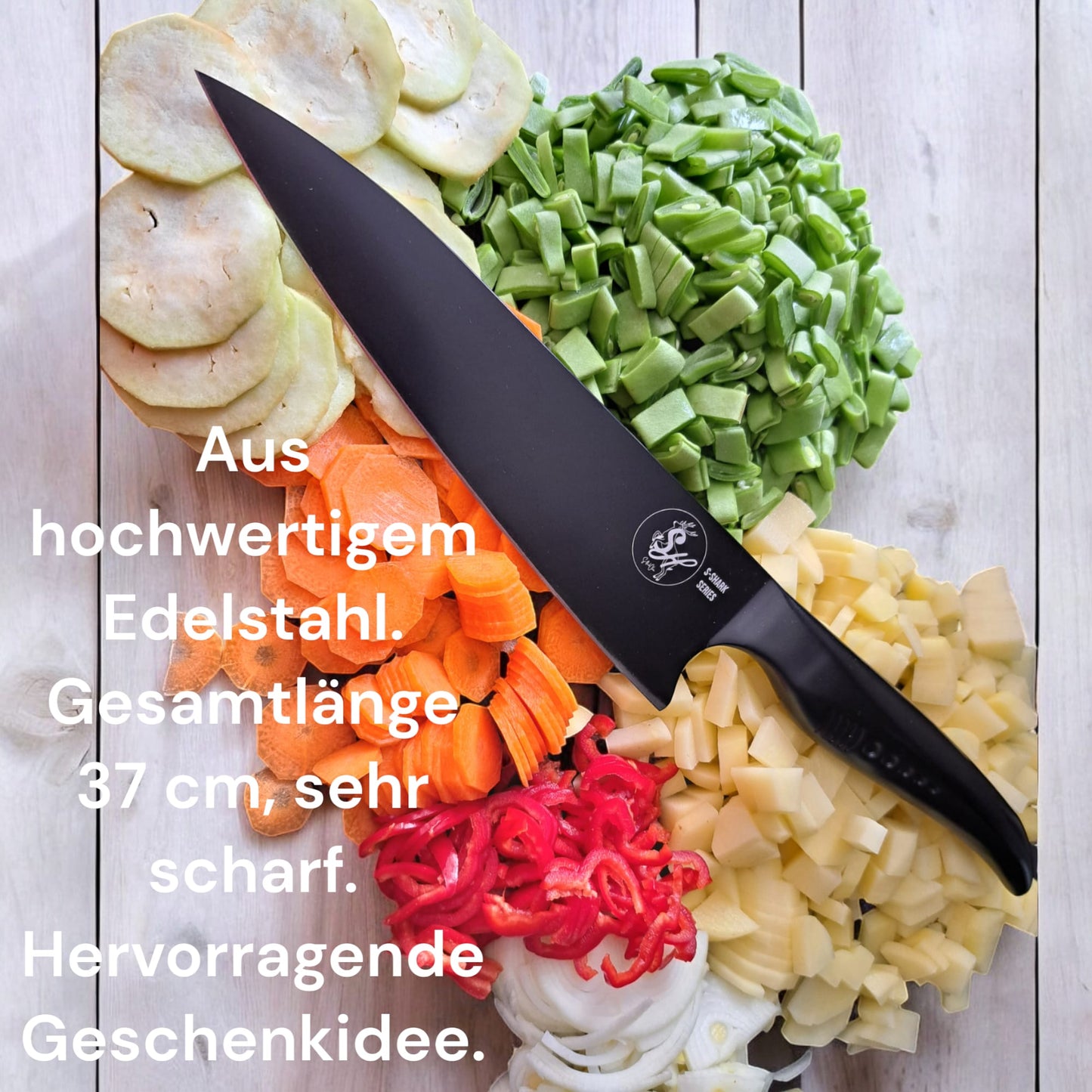 S-Shark Kochmesser 37cm Edelstahl Küchenmesser Chefmesser Messervon S-HubOla