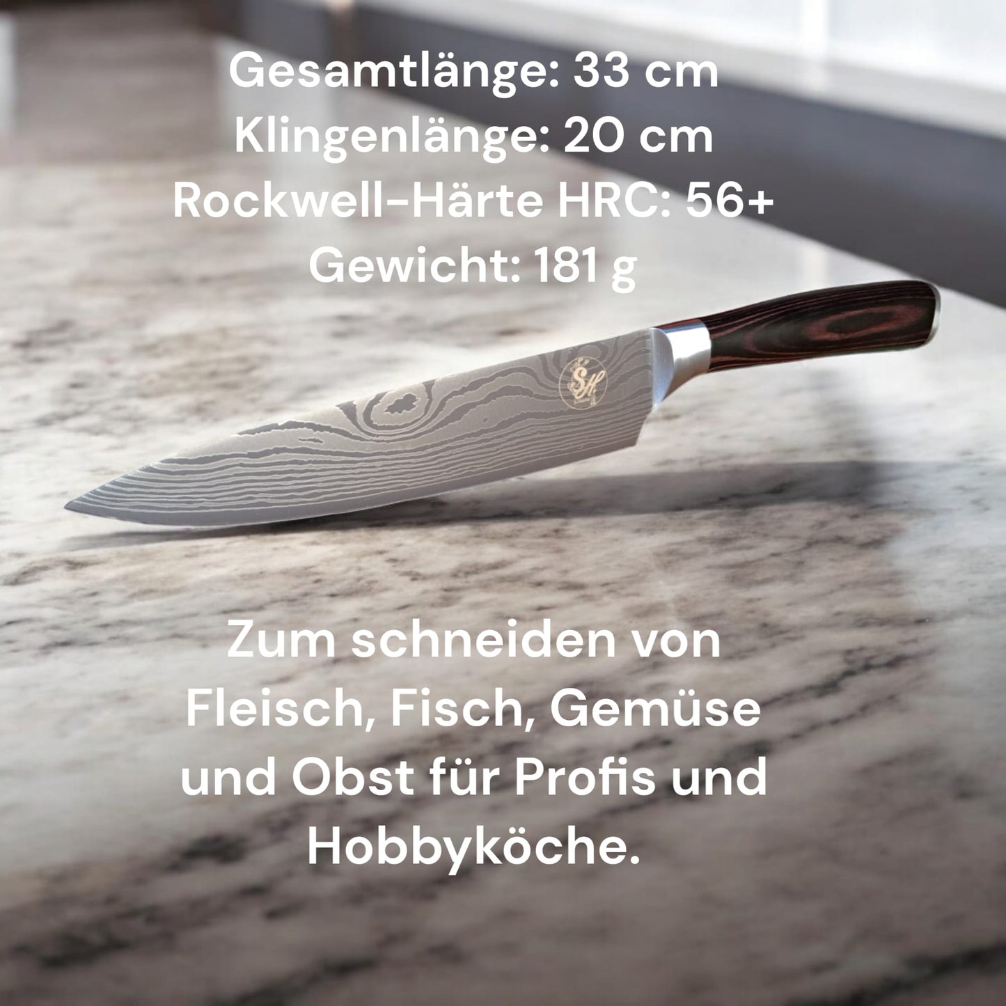 Kochmesser S-Hunter Serie by S-HubOla, Profi Küchenmesser, Messer, Chefmesser ,Allzweckmesser